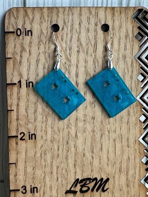 Mini Mixtape Earrings (Fluorescent Blue)