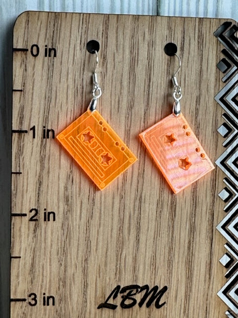 Mini Mixtape Earrings (Fluorescent Orange)
