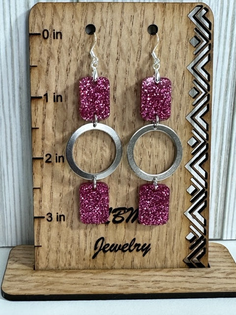 Glitter Biggie Circle Earrings (Pink)